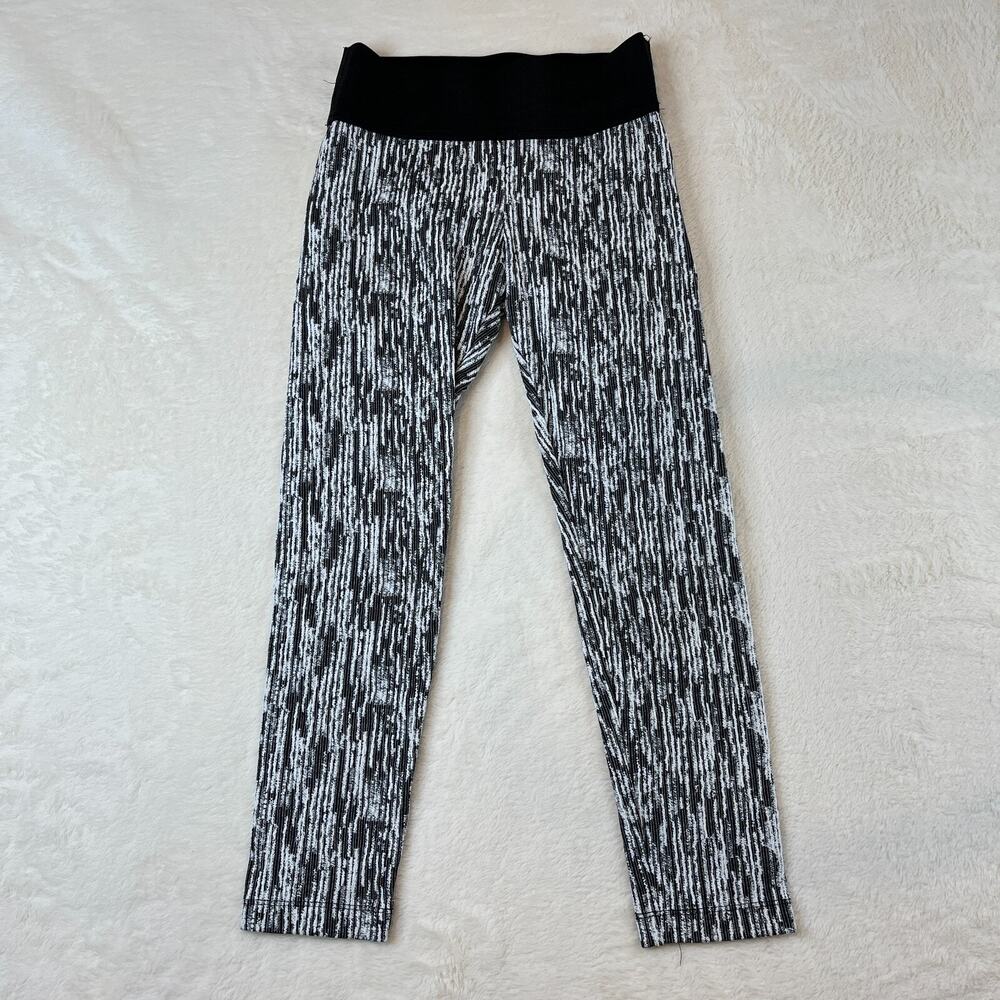 Koral Womens Black White Striped Cropped Bamboo High Rise Playoff Leggings Small
